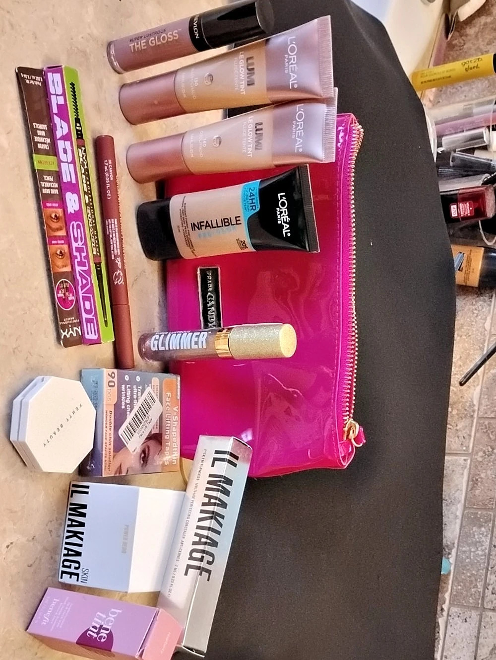 Makeup Bundle with Prada Pink Cosmetic Pouch NWT